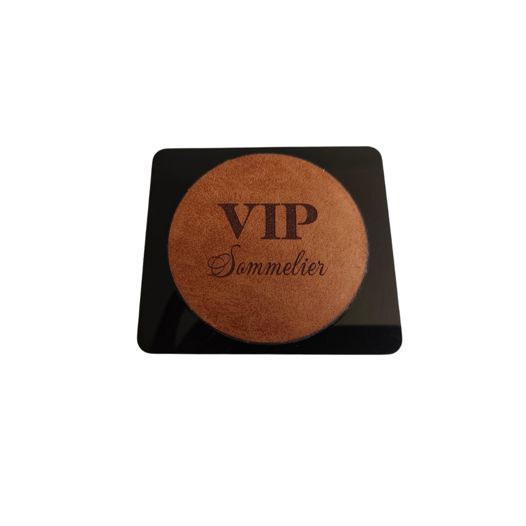 Porta Copas Modelo Viena, Acrilico, Cuero Grabado láser