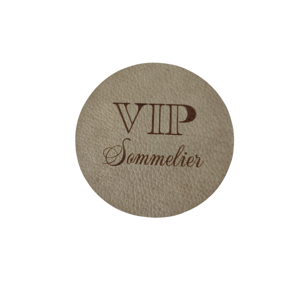 Porta Copas Vinipiel verde claro, estampado cafe